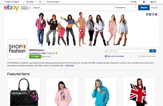 Size chart embedded in an eBay clothing listing to reduce returns