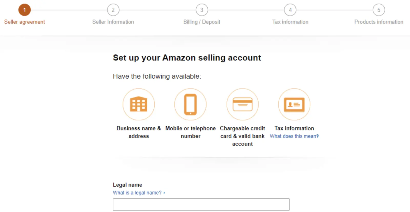 Verkäufer richtet ein Amazon-Verkäuferkonto ein