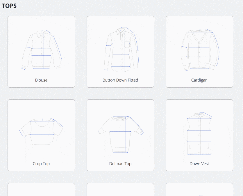 Animated demo of building and embedding a size chart for a clothing listing