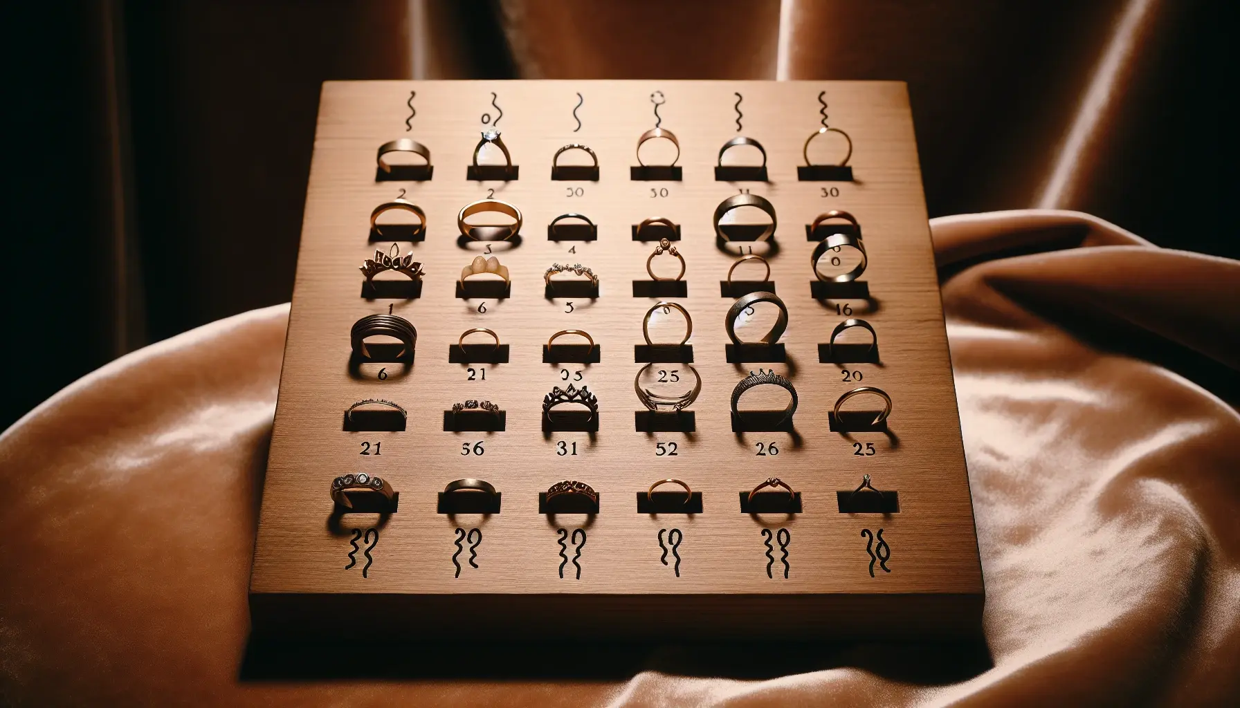 A wooden display with lots of different types of watches