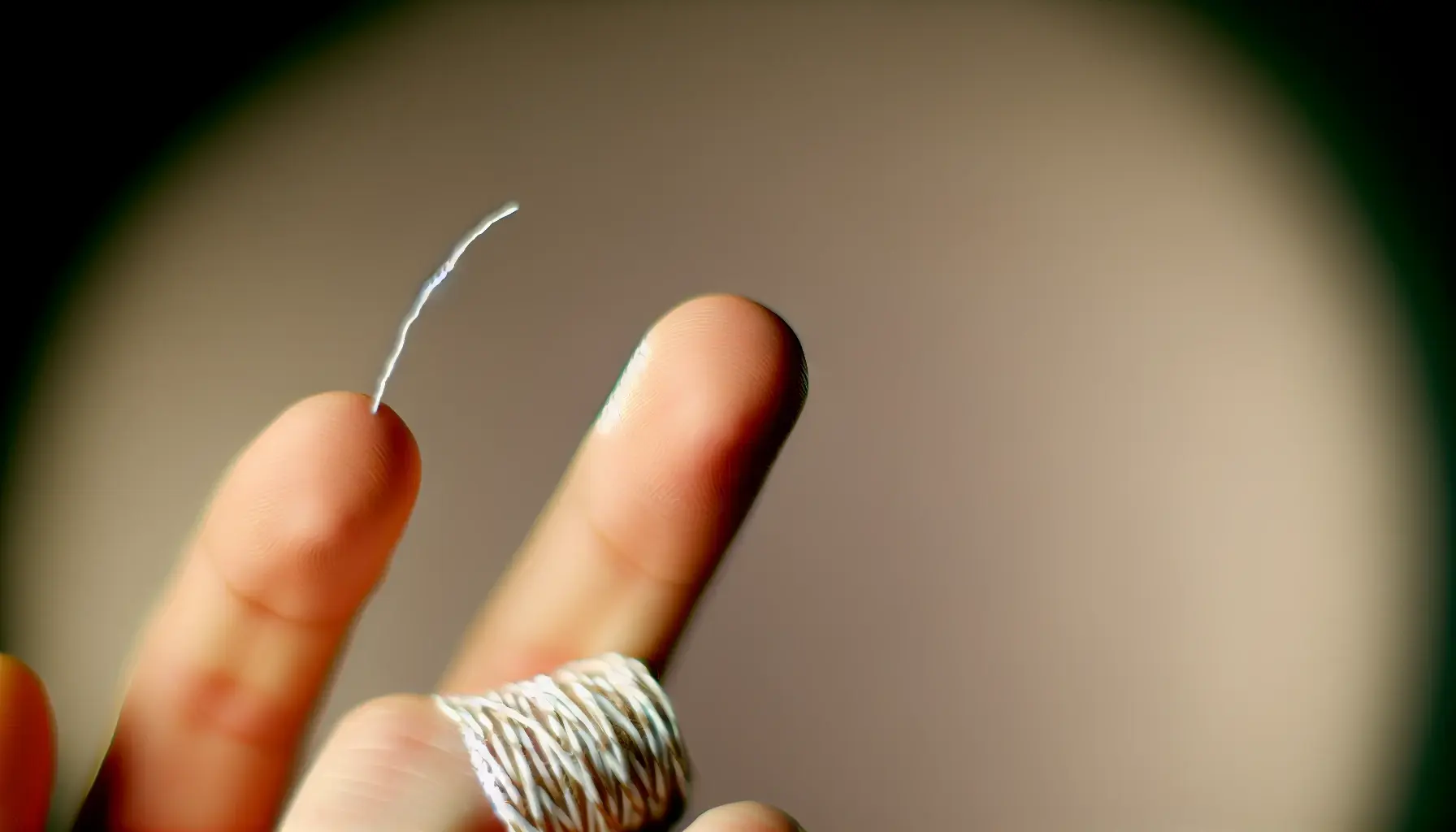 A person holding a string in their hand