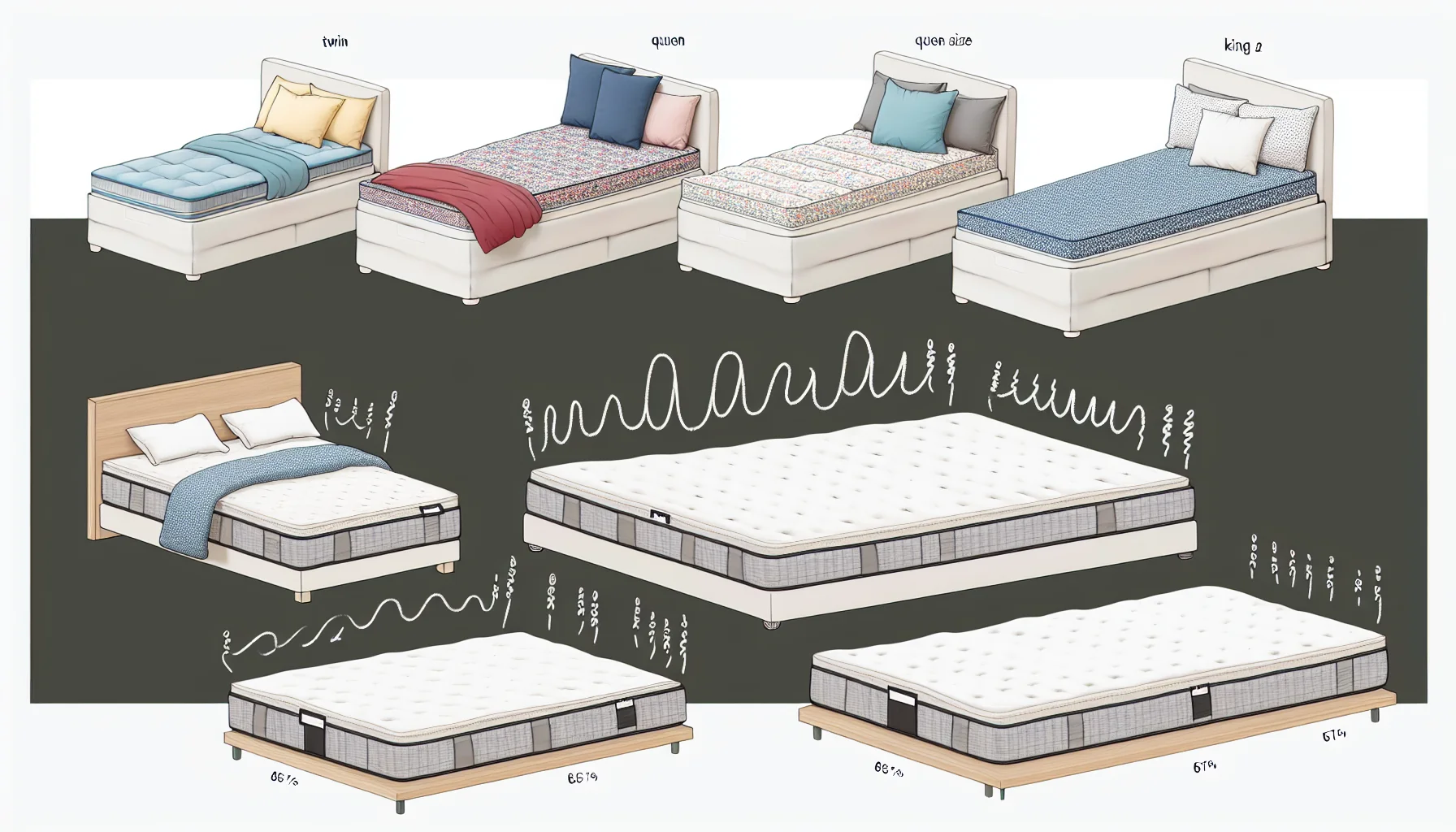 A diagram of different types of beds and mattresses