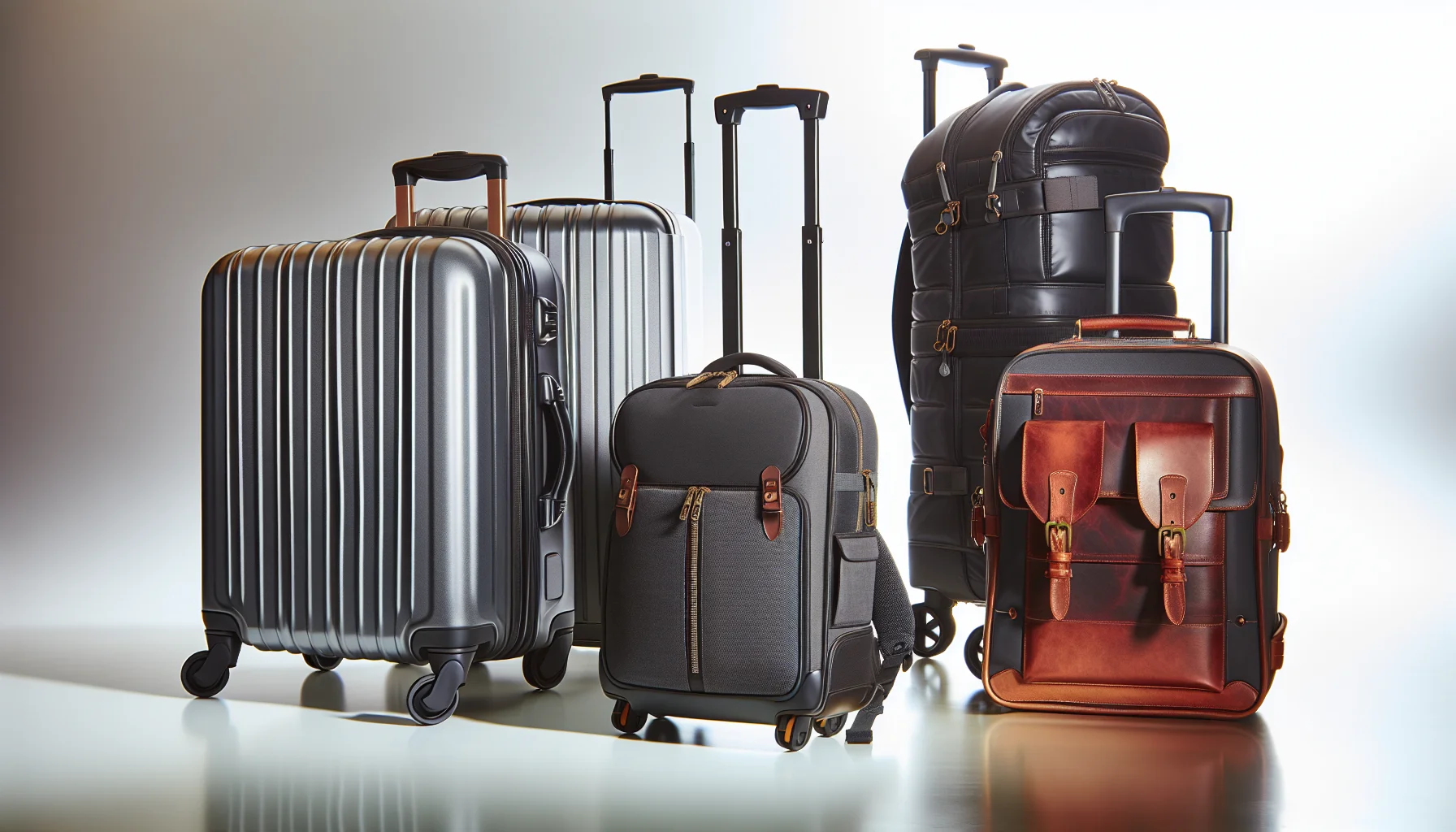 A group of suitcases sitting next to each other