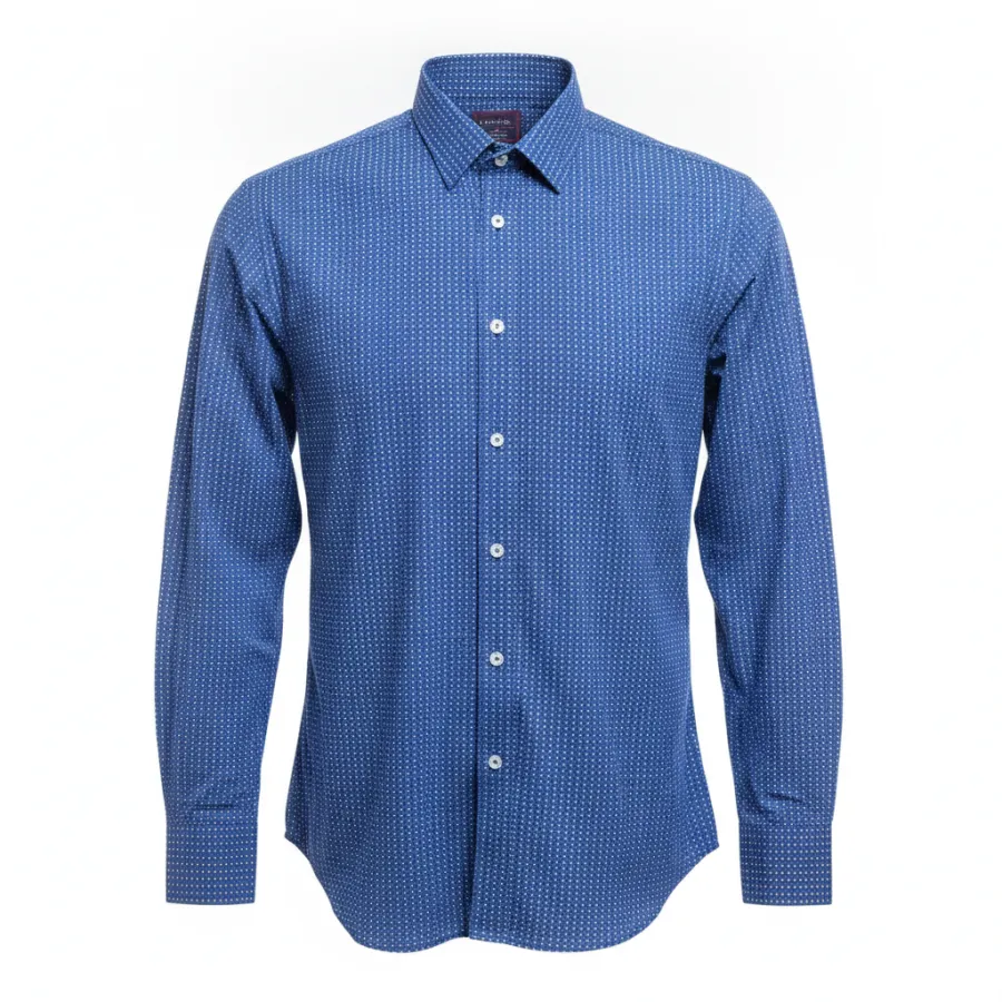 Ghost mannequin front shot of a blue check shirt